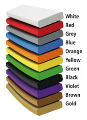 The code consists of between four and 10 different colour coatings that are layered on top of each other using a sandwich method. The selection of colours and the arrangement of the layers form the unique code for each company. This technique allows the formation of 4.35 billion different colour codes. If two or more colour codes are combined, the number of possible codes is practically infinite