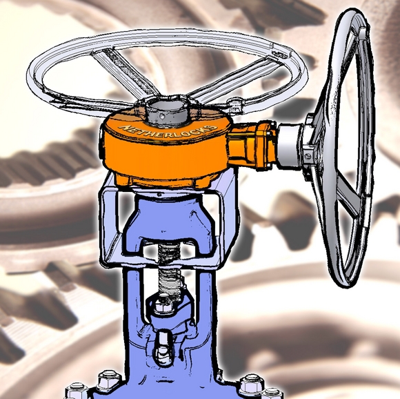 Add-on gearbox for flangeless hand-wheel valves