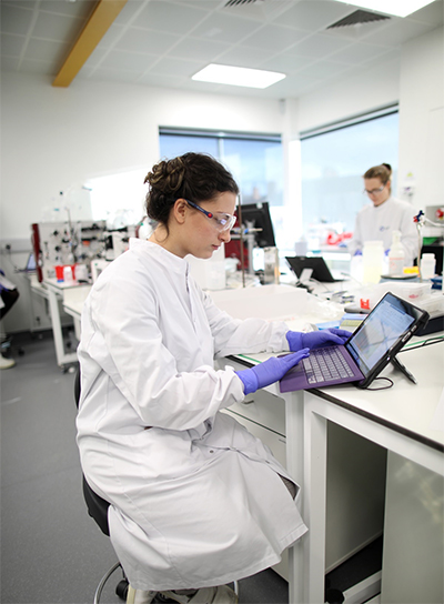 Scientist at work at CPI's National Biologics Manufacturing Centre. Picture credit: PCI
