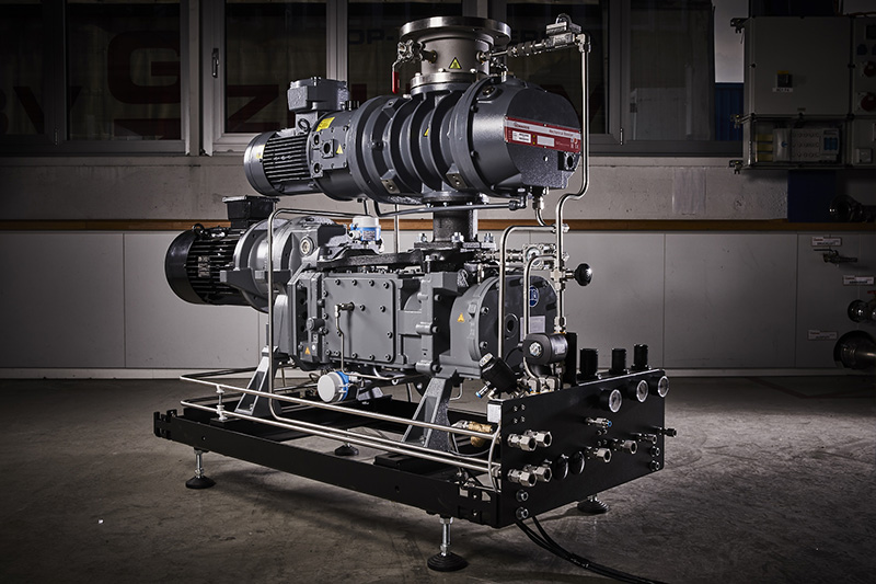 The Edwards EDS 300 dry screw vacuum pump with an EH 1200 mechanical booster pump on top, fully ATEX compliant