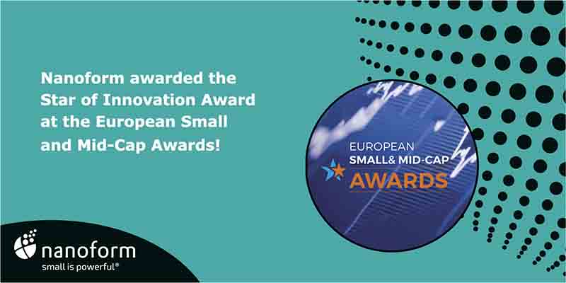 Nanoform wins Star of Innovation award at the European Small and Mid-Cap Awards 2021