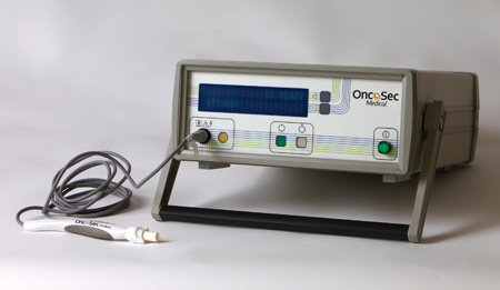 The OncoSec Medical System is designed to use the power of electroporation to increase the cellular uptake of therapeutic agents