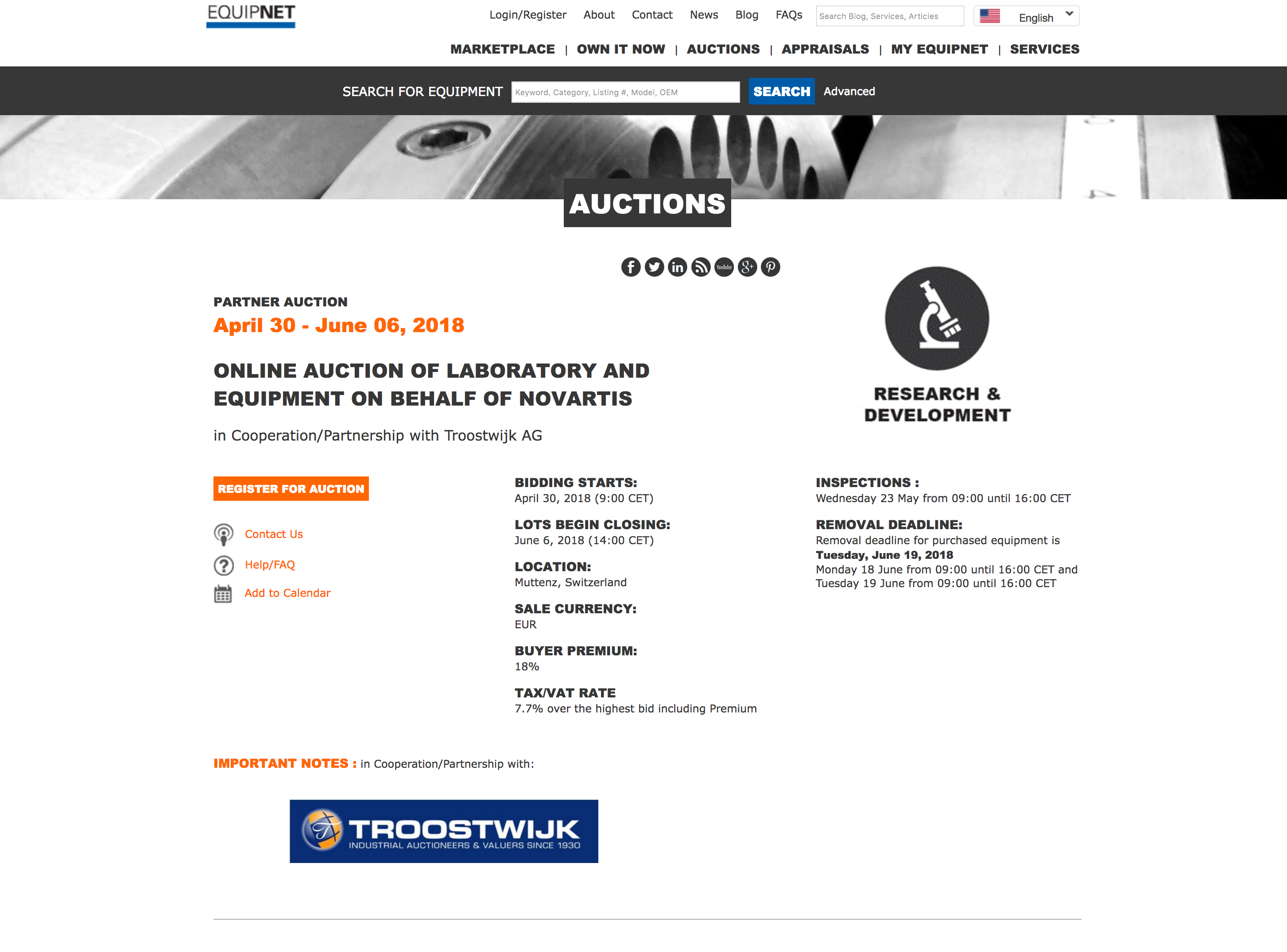 Online auction on behalf of Novartis