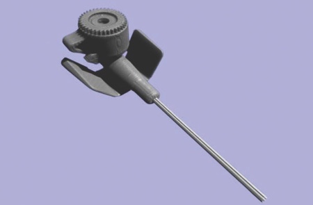 Figure 3: Reconstruction of a cannula (above), component part of cannula digitally extracted from the reconstruction data (below)