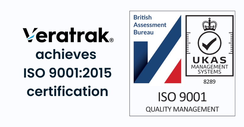 Veratrak achieves ISO 9001:2015 certification