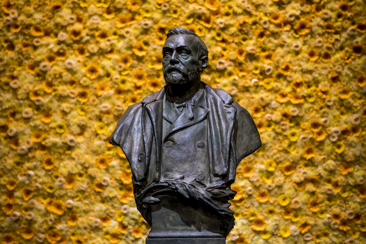 A bust of Alfred Nobel <br>Copyright © Nobel Media AB 2018. <br>Photo: Alexander Mahmoud