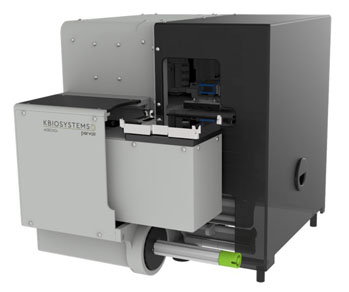 Automated barcode applicator for microplates and Petri dishes
