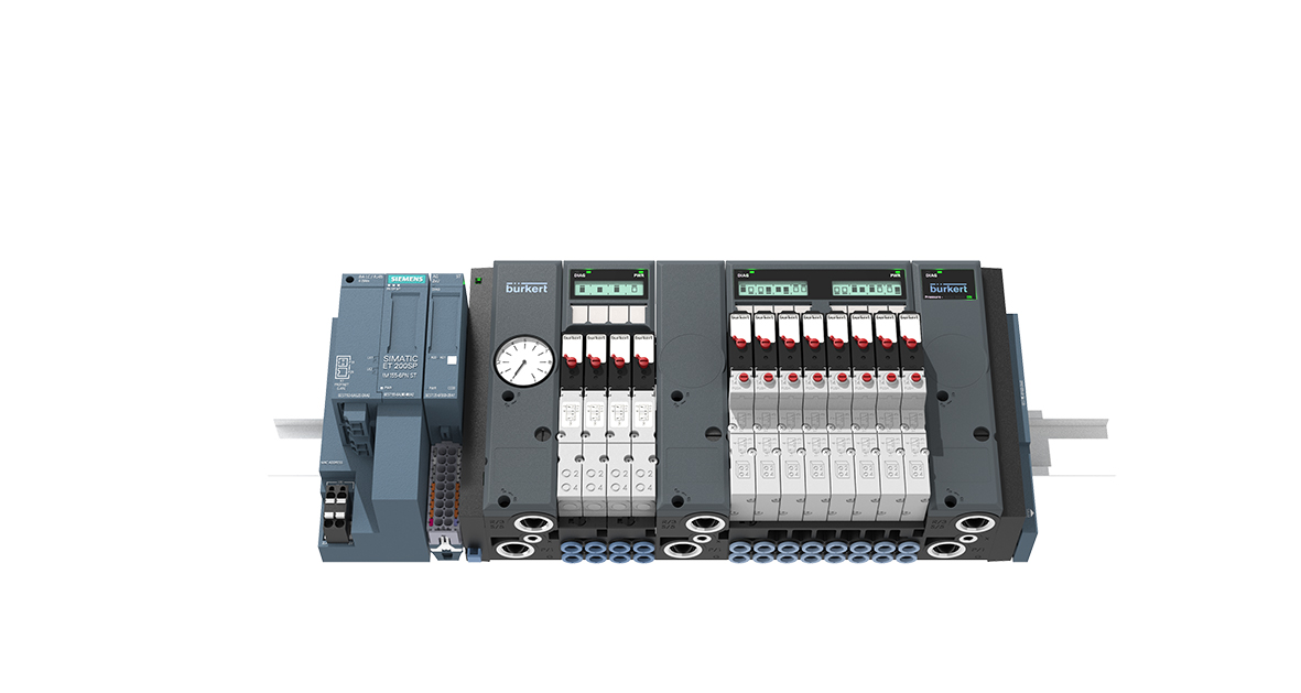 Bürkert Pneumatic Control Valve Island interfaces directly with Siemens operating system and ET 200SP