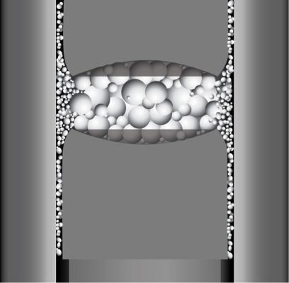 Image 2: Upper and lower punch diagram with excessive tip wear which results in dark spots around the outer edge of the tablet