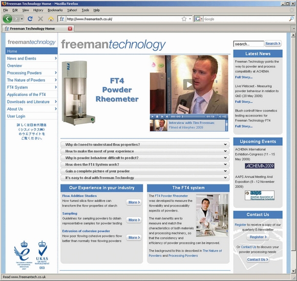 Freeman Technology launches new powder characterisation website 