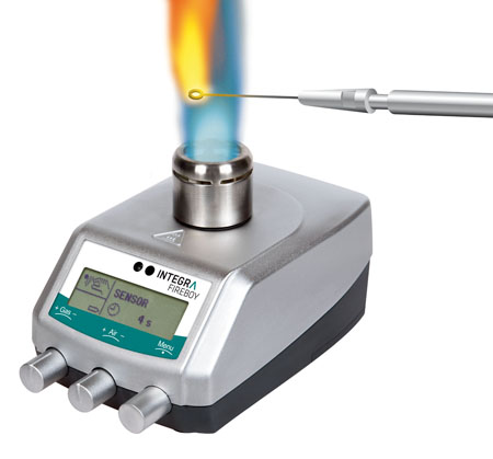 Intrinsically safe flame sterilisation