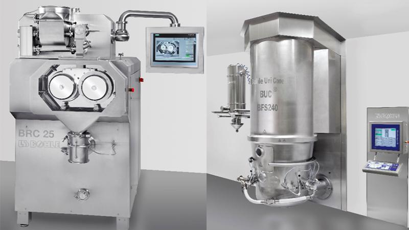 Left to right: Dry Granulator BRC and Fluid-bed granulator BRFS