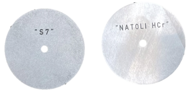 Figure 1: S7 and HCr metal coupon used for a wall friction test