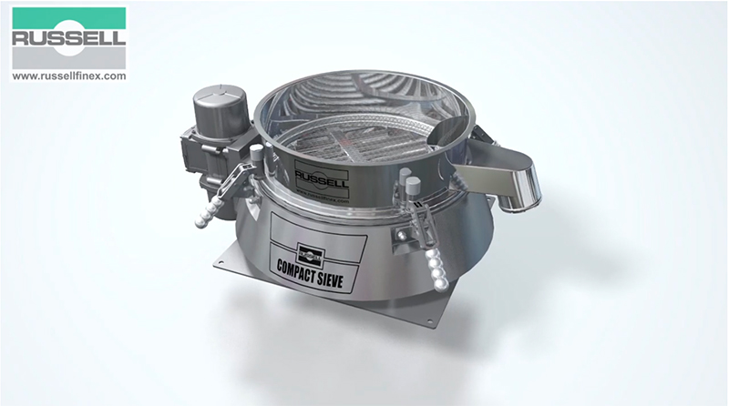 Round industrial screener for chemical powders