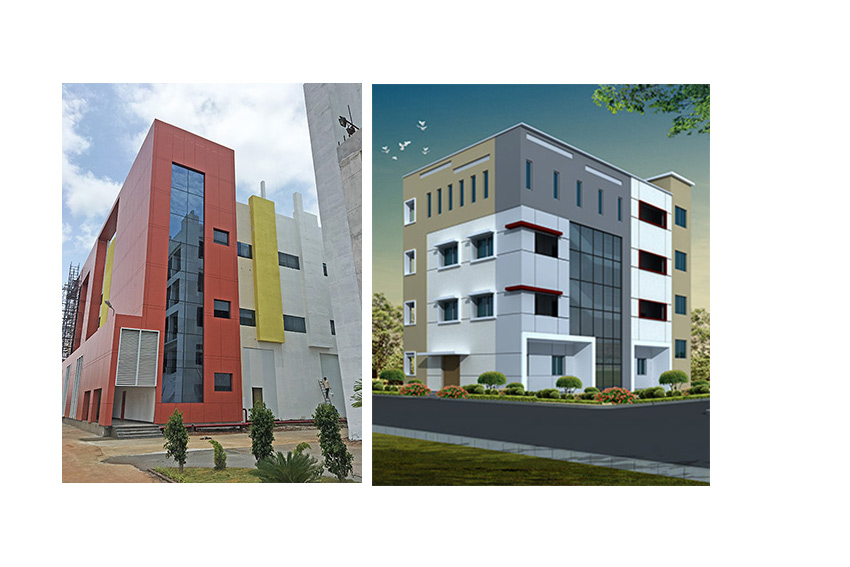 Left: block 7 outside, Right: Sai PE lab