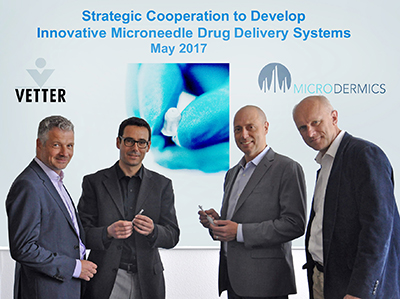 Vetter and Microdermics agreement to develop innovative microneedle drug delivery systems