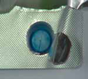 Figure 2: The destructive effect of blue dye on a tablet