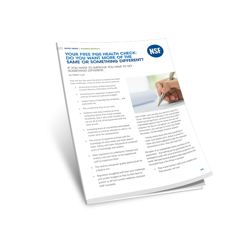 Your free pharmaceutical quality system “health check”