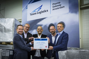 Yusen Logistics awarded IATA-CEIV Pharma certification at Amsterdam Schiphol Airport